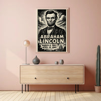 Abraham Lincoln 16th President of the United States B & W Comic Sketch Poster
