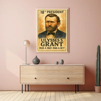 Ulysses S. Grant 18th President of the United States Exaggerated Cartoon Sketch Poster