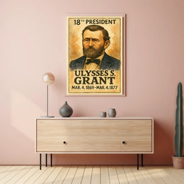 Ulysses S. Grant 18th President of the United States Exaggerated Cartoon Sketch Poster