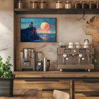 Lighthouse Moonlit Serenity: Coastal Exploration Art Print