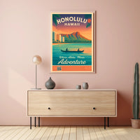 Honolulu Vintage Travel Poster Aloha Meets Adventure