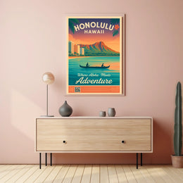 Honolulu Vintage Travel Poster Aloha Meets Adventure