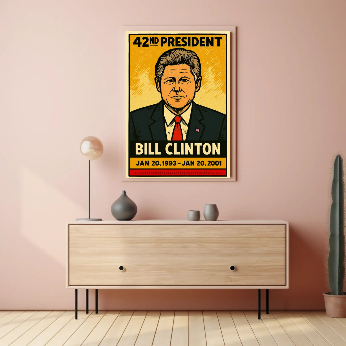 Bill Clinton 42nd President of the United States Inked Comic Style Poster