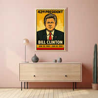 Bill Clinton 42nd President of the United States Inked Comic Style Poster