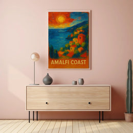 Amalfi Coast Poster Wall Art for Coastal Home Decor