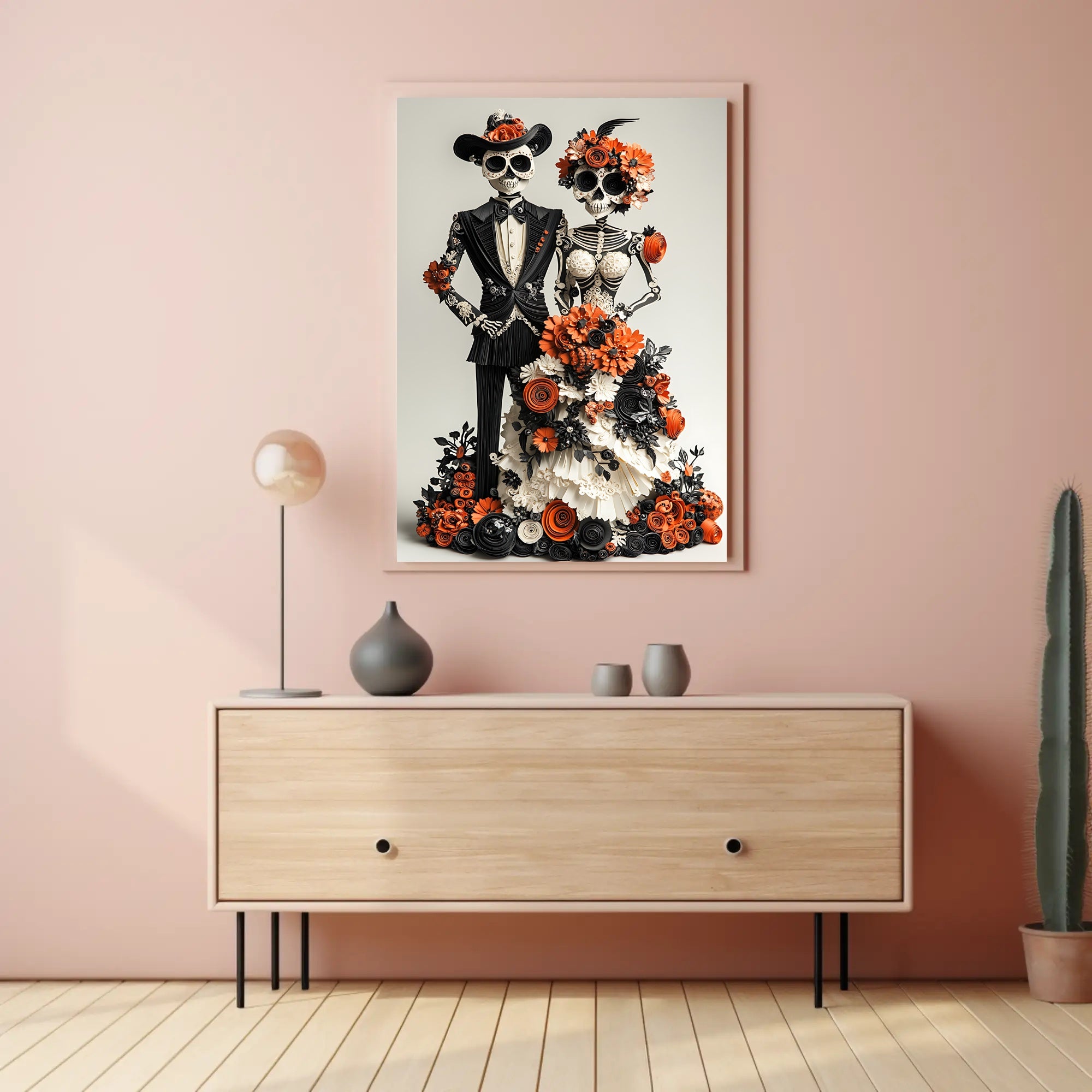 Day of the Dead Skeleton Wedding Art Poster - Cultural or Heritage Poster