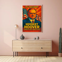 Herbert Hoover 31st President of the United States Colorful Comic Book Style Poster