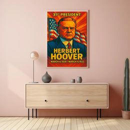 Herbert Hoover 31st President of the United States Colorful Comic Book Style Poster