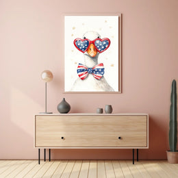 Goose With Oversized Sunglasses In American Flag Poster