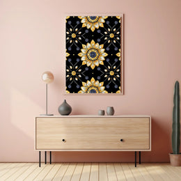 Golden Floral Elegance Wall Art Print