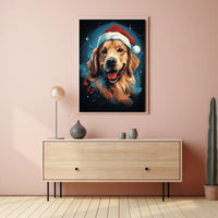 Golden Retriever Christmas Poster: Festive Holiday Decor