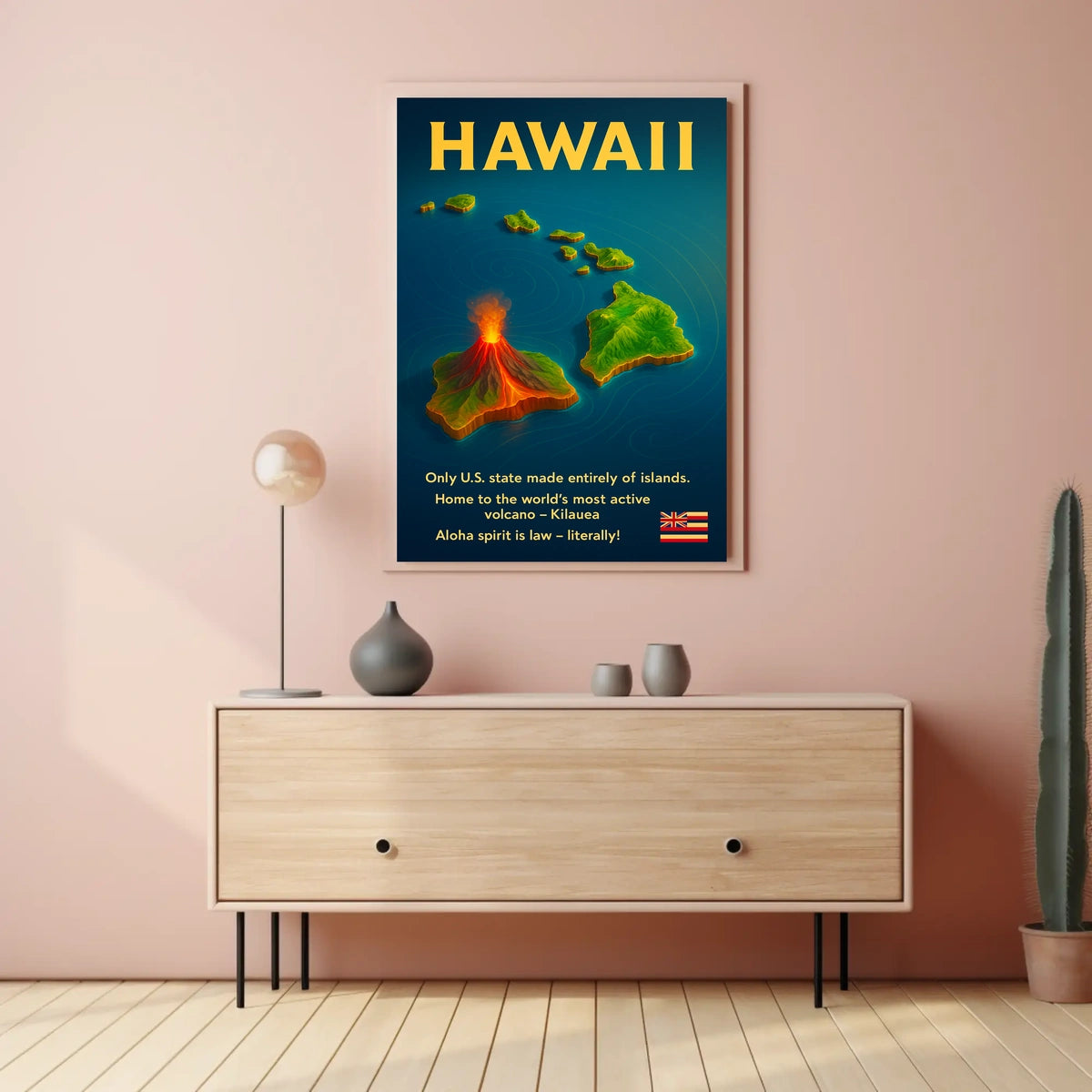 Hawaii Islands Volcano Infographic Poster: Vibrant & Educational