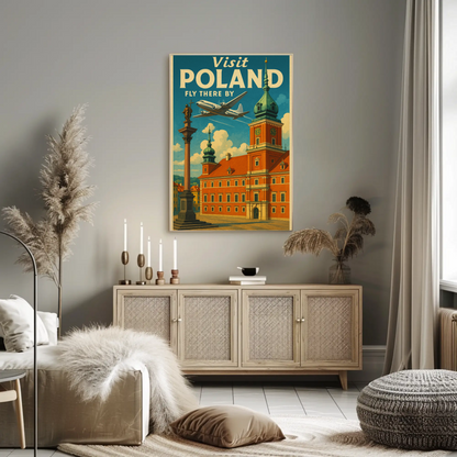 Visit Poland Historic Castle Flight Travel Poster