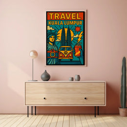 Kuala Lumpur Adventure Retro Travel Poster