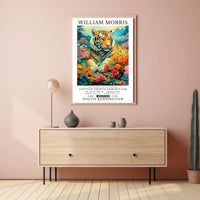 Majestic Tiger in Dreamlike Garden: Abstract or Artistic Poster