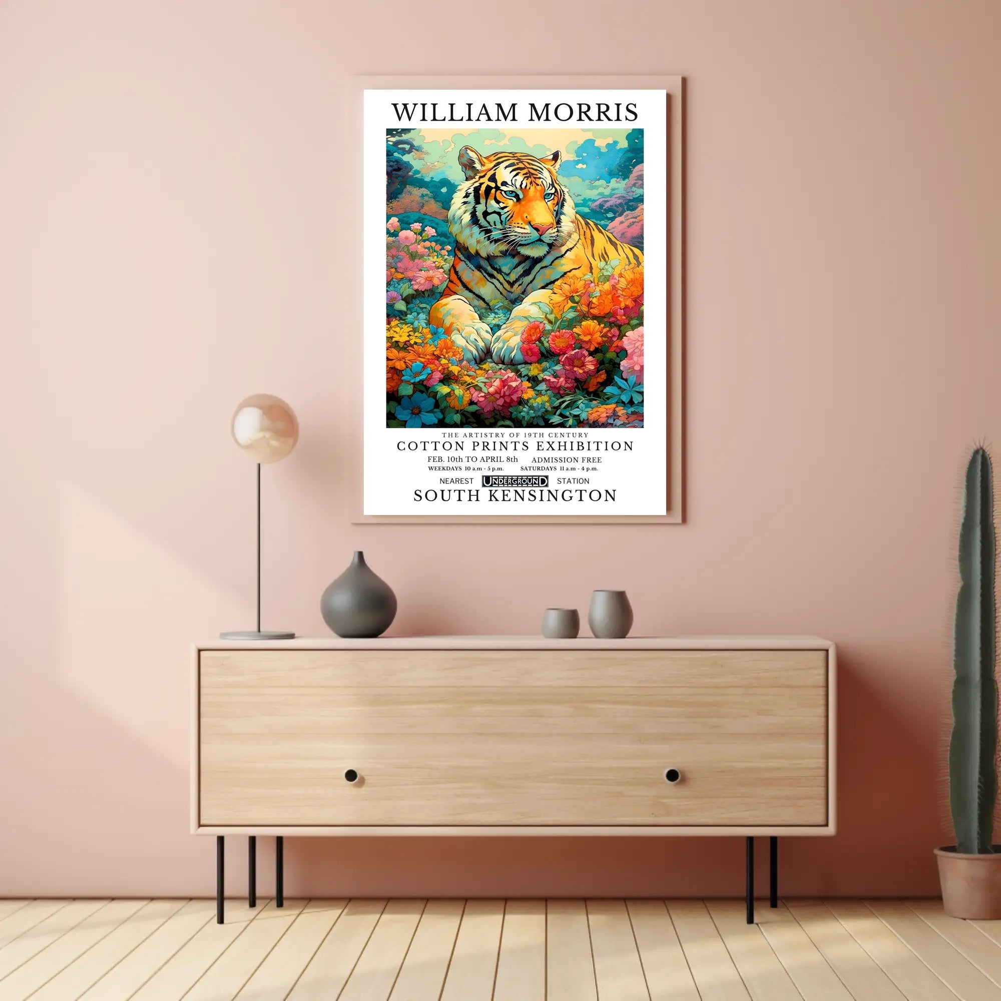 Majestic Tiger in Dreamlike Garden: Abstract or Artistic Poster
