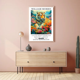 Majestic Tiger in Dreamlike Garden: Abstract or Artistic Poster