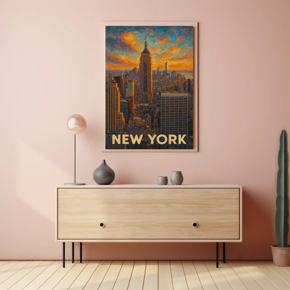 Digital Impasto New York Poster Textured Cityscape Bold