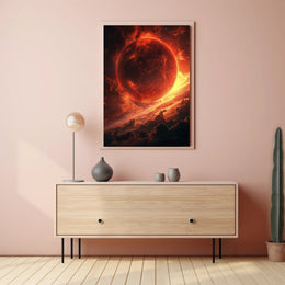 Fiery Cosmic Planet Sci-Fi Art Poster PosterGoat