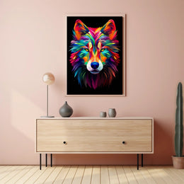 Vibrant Wolf Art Poster PosterGoat