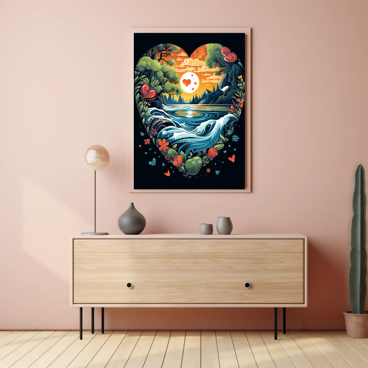Heart-Shaped Surreal Nature Landscape Poster Art