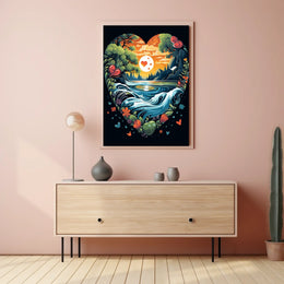 Heart-Shaped Surreal Nature Landscape Poster Art
