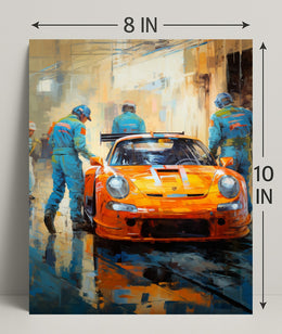 Racing Team In Action Poster PosterGoat