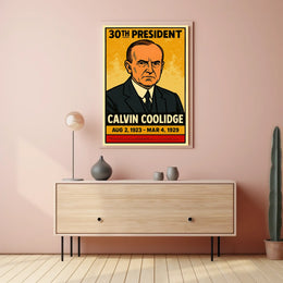 Calvin Coolidge 30th President of the United States Inked Comic Style Poster