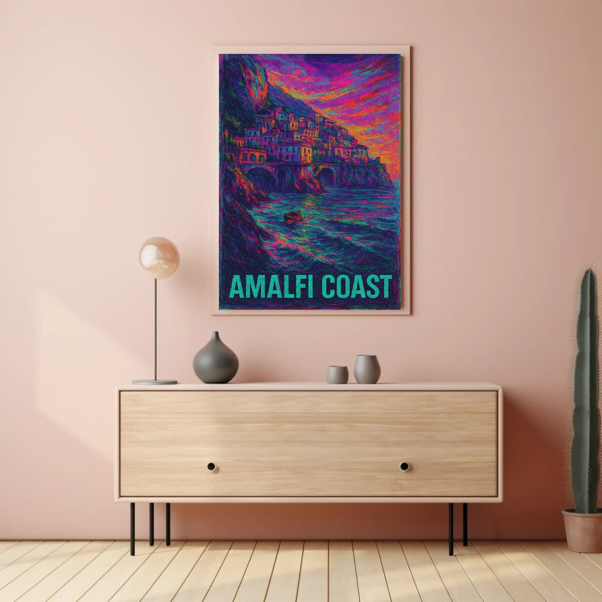 Amalfi Coast Vibrant Seascape Poster Turquoise Waters