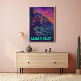 Amalfi Coast Vibrant Seascape Poster Turquoise Waters