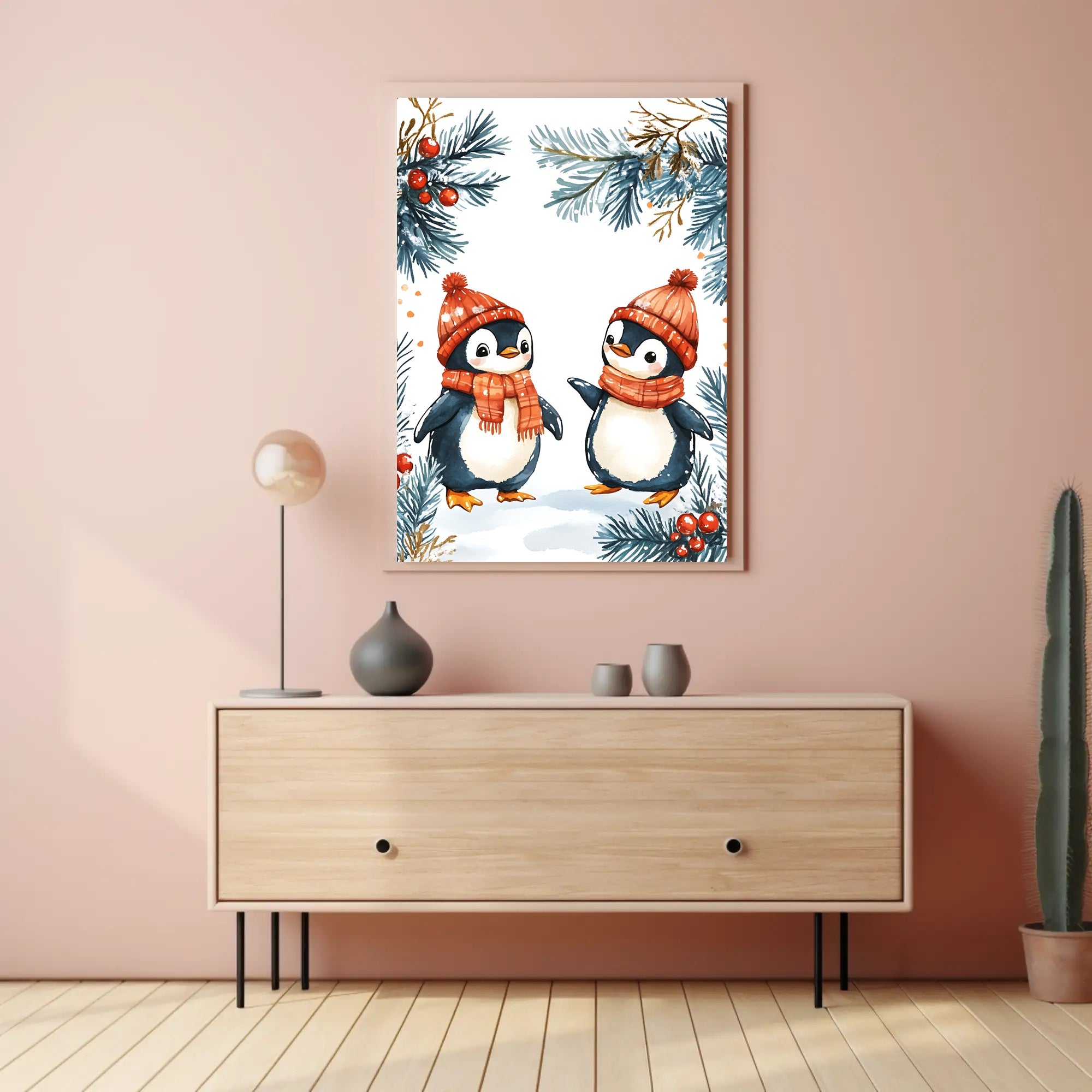 Festive Penguins Winter Wonderland Animal Poster