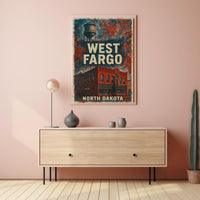 West Fargo North Dakota Scenic Vintage Souvenir Poster