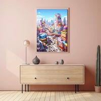 Futuristic Cityscape with Flying Cars Sci-Fi Poster