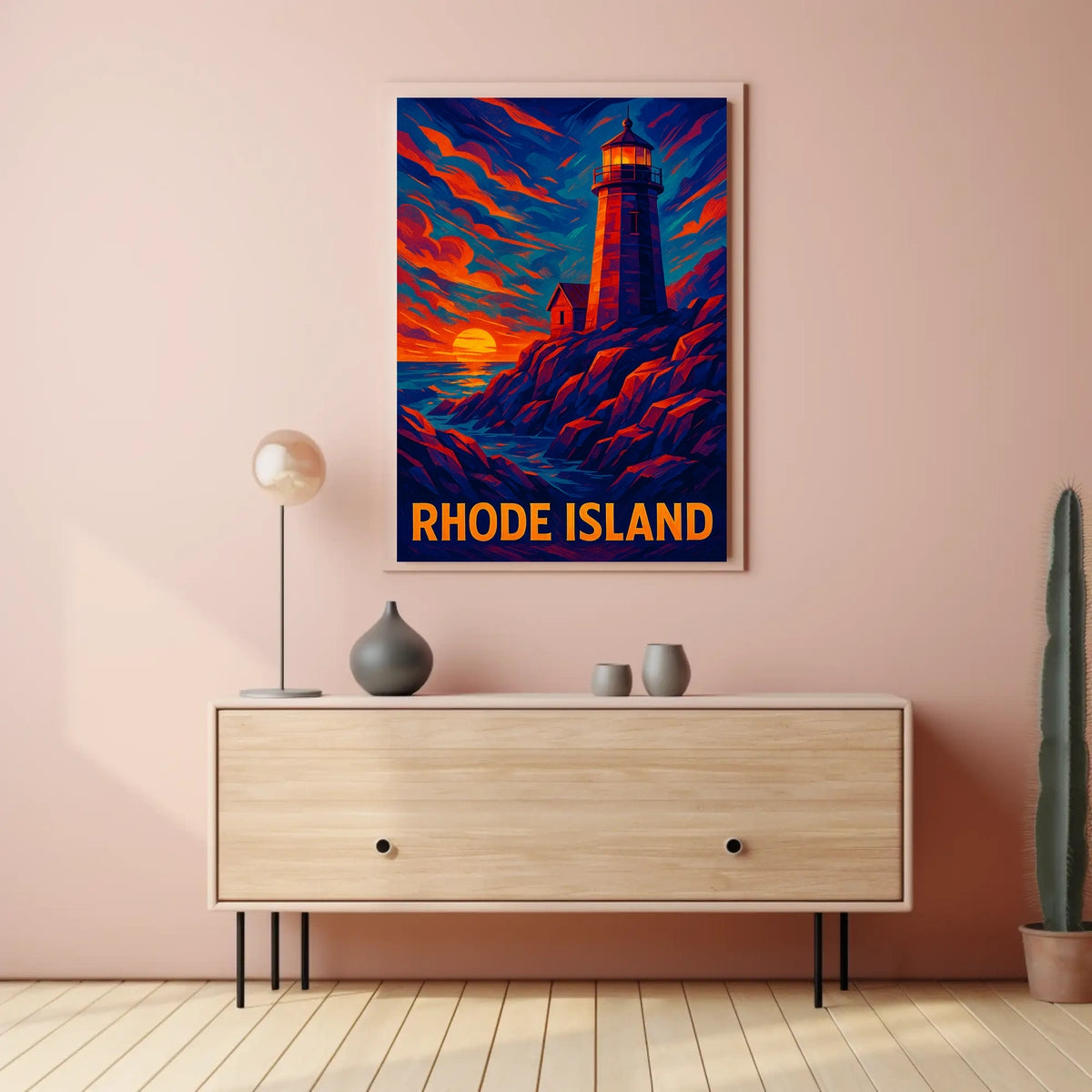 Rhode Island Lighthouse At Sunset Poster