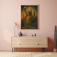 New York Skyline And The Statue Of Poster