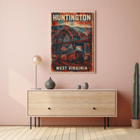 Vintage Collectors Huntington Train Bridge Travel Poster