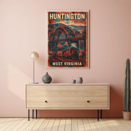 Vintage Collectors Huntington Train Bridge Travel Poster