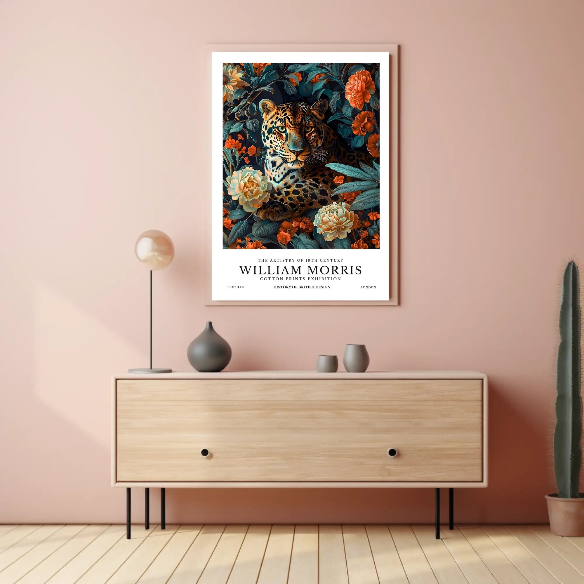 Leopard in Floral Elegance: Artistic Poster