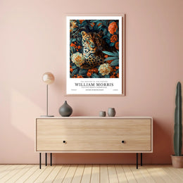 Leopard in Floral Elegance: Artistic Poster