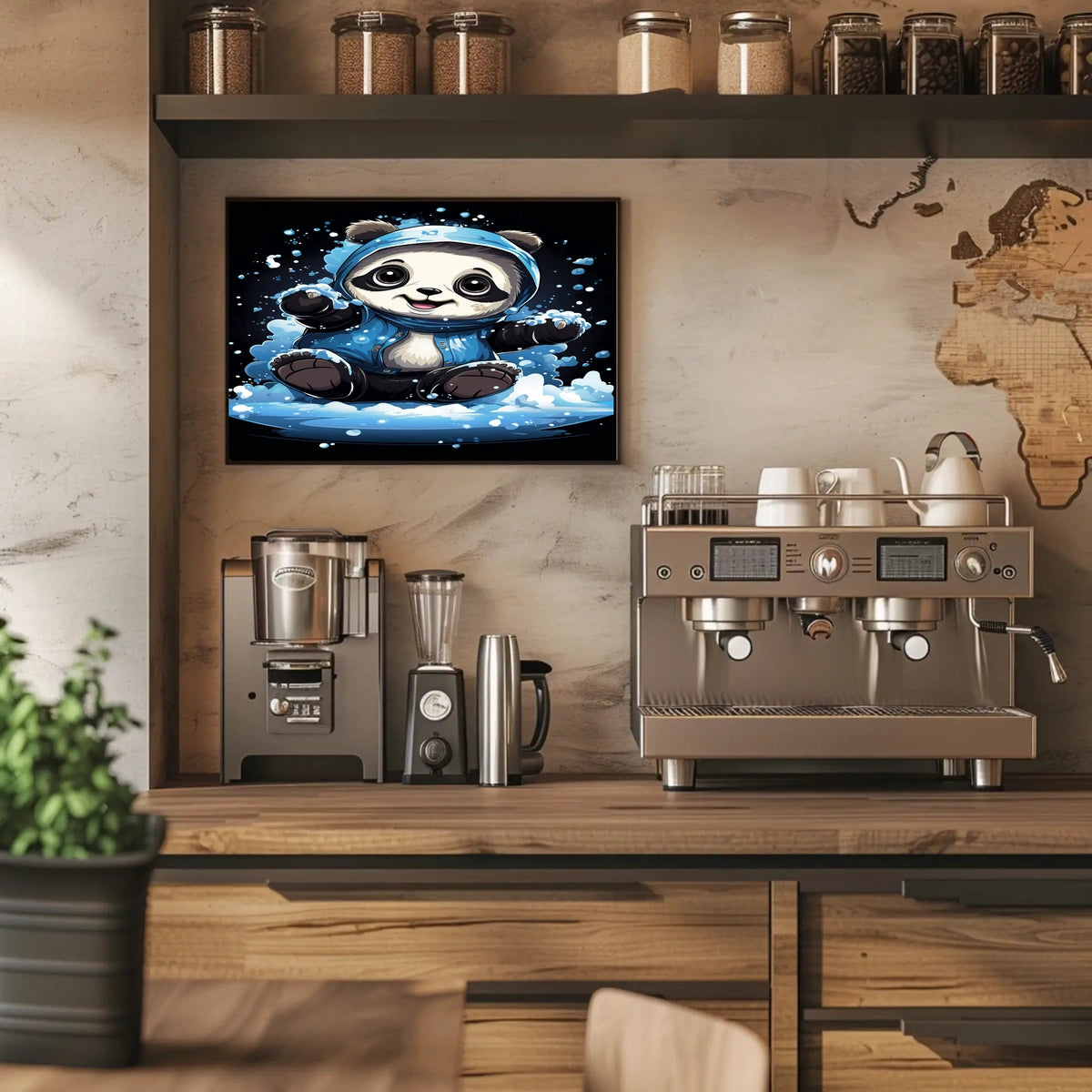 Playful Panda In The Snow Poster