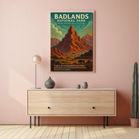 Badlands National Park Vintage Adventure Poster Print