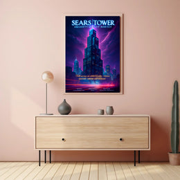 Chicago Skyline Lightning Storm Art: Urban or Cityscape Poster PosterGoat