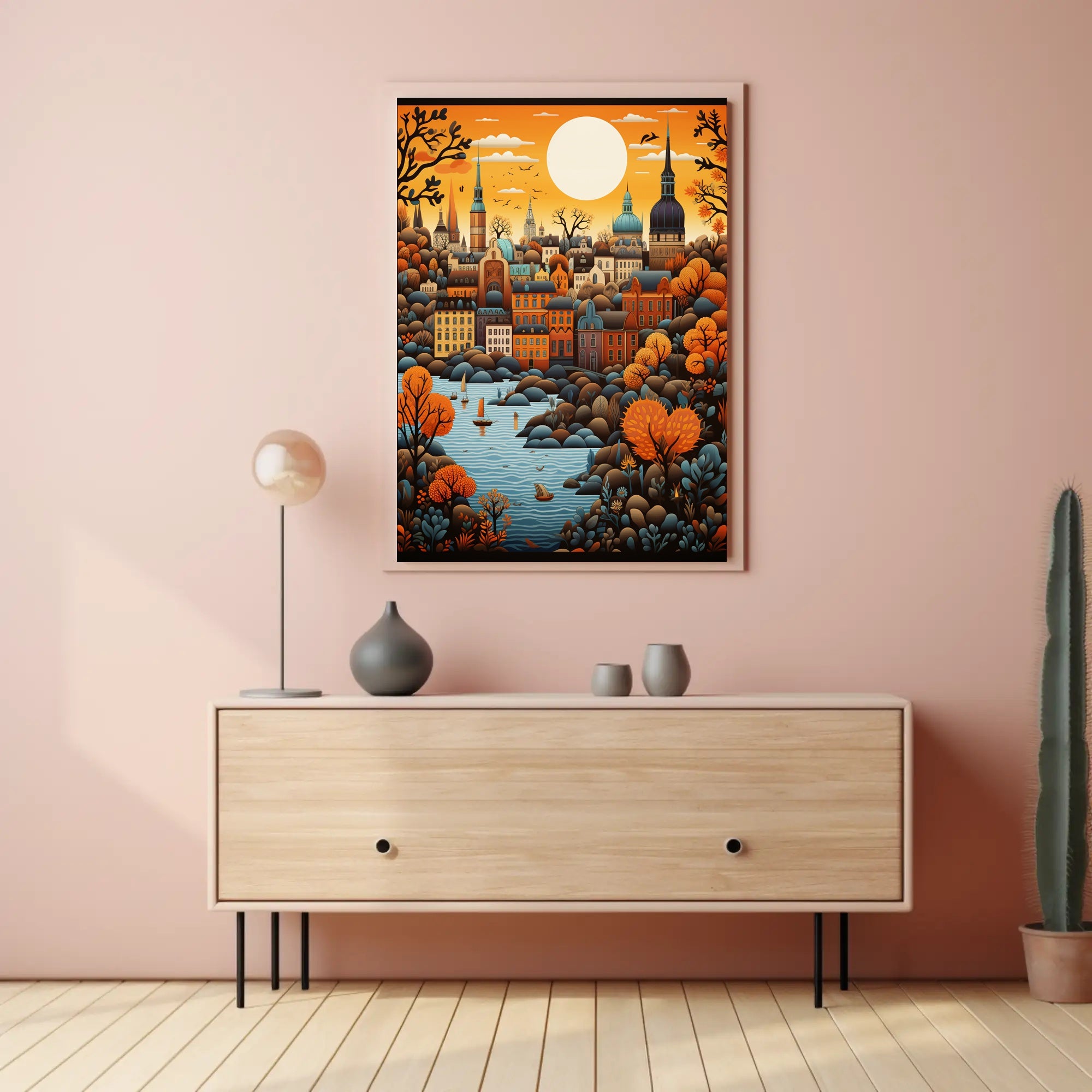 Autumn Cityscape Illustration Poster