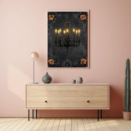 Vintage Chandelier with Roses Artistic Gothic Poster