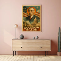 Woodrow Wilson 28th President of the United States Layered Digital Collage Poster