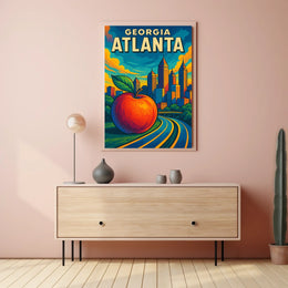 Atlanta Skyline and Peach Poster