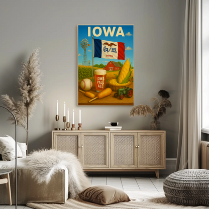 Iowa Corn Barn Ale Baseball Fair Tractor Travel Poster