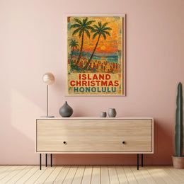 Island Christmas In Honolulu Poster
