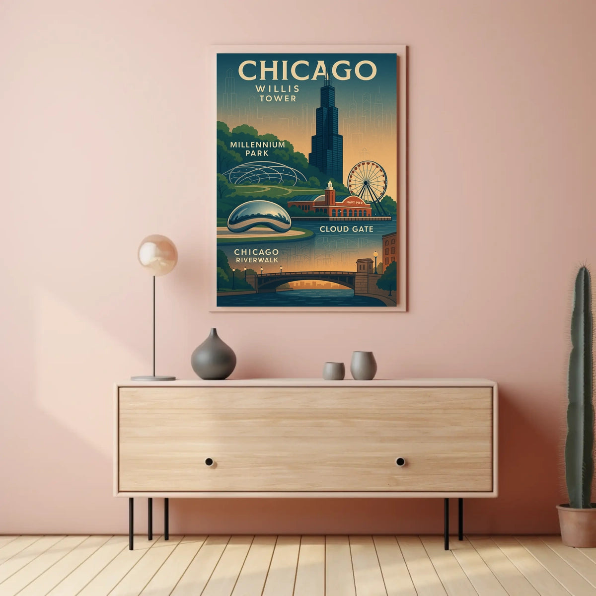 Discover Chicago Landmarks Poster
