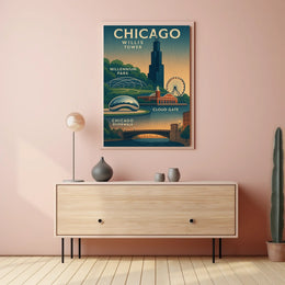 Discover Chicago Landmarks Poster